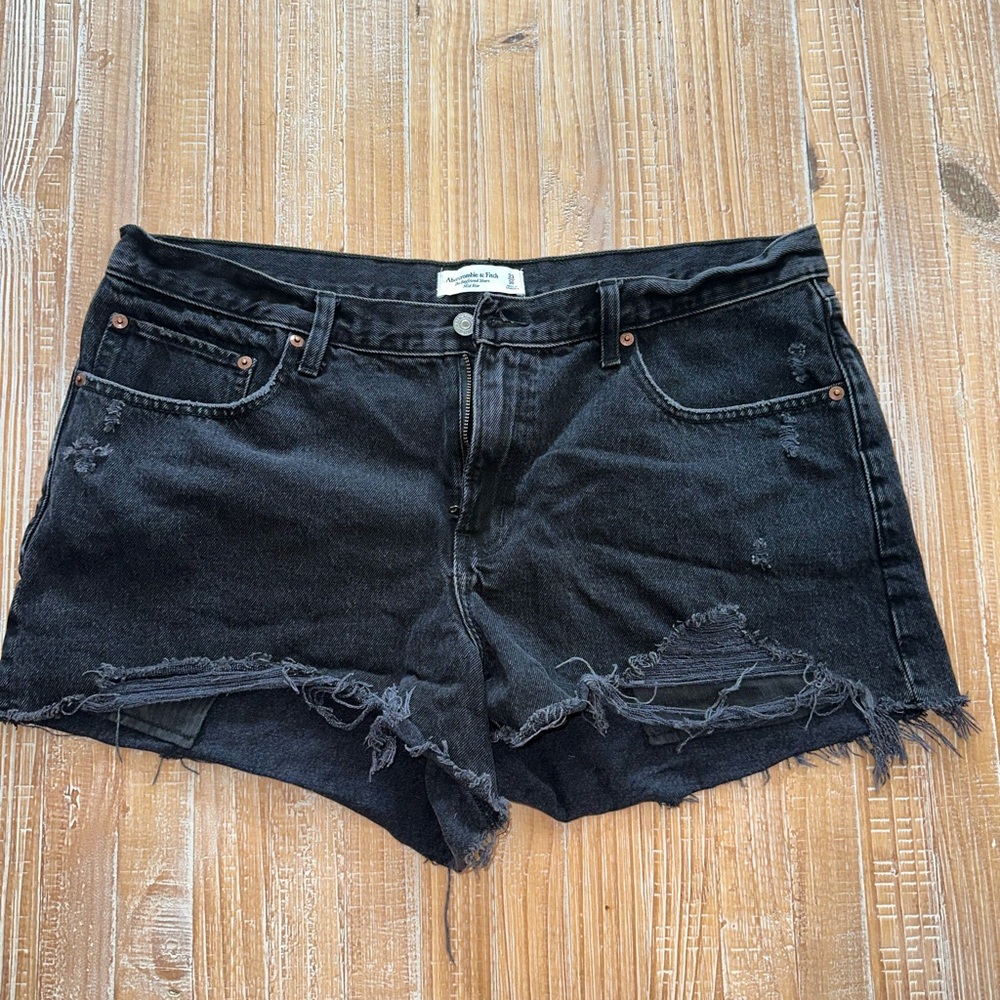 Abercrombie & Fitch Black Distressed Jean Shorts